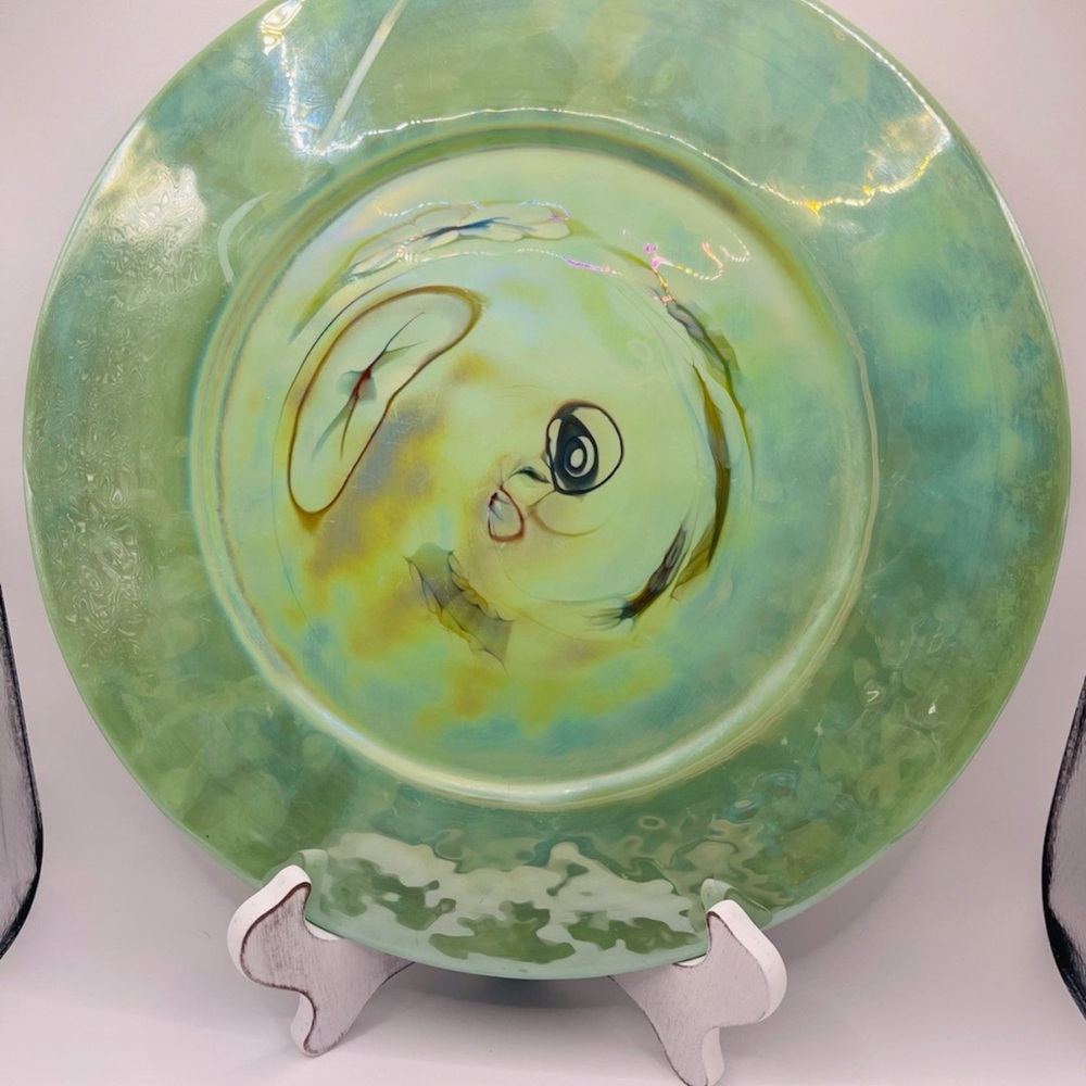 Green Iridescent Millefori Yalos Casa Murano Plate